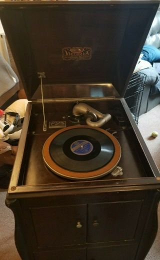 1923 Vv - 80 Victor Victrola Antique Phonograph Cabinet Record Player - No Crank