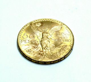 Authentic Mexican 50 Pesos Centenario 1821 - 1947 37.  5g Oro Puro Yellow Gold Coin