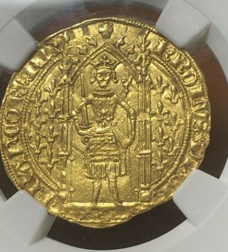 France 1364 - 80 King Charles V Gold Franc A Pied Coin - Ngc Ms63