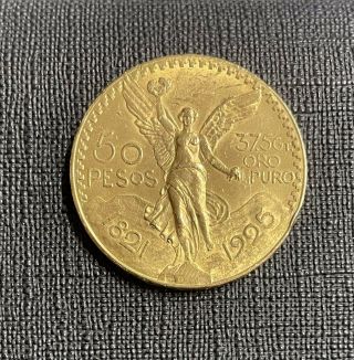 Mexican 50 Pesos Gold Coin,  1925,  37.  5g Centenario