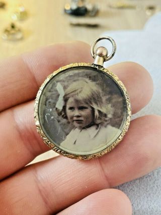 Antique Late Victorian Rolled Gold Double Sided Locket / Pendant Mourning Rare