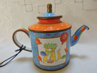 Charlotte Di Vita Hand Painted Enamel Teapot By C Madicott