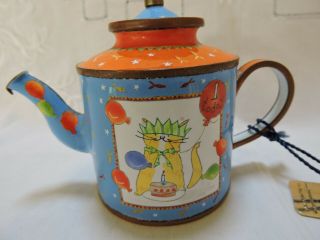 Charlotte di Vita Hand Painted Enamel Teapot By C Madicott 2
