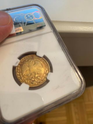 Mexico: Republic gold 2 Escudos 1825 Mo NGC AU 55 Rare Mexico Gold Coin 3