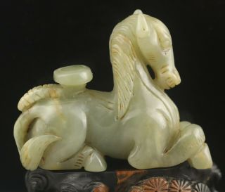 Old China Natural Hetian White Jade Hand - Carved Statue Jadeite Horse