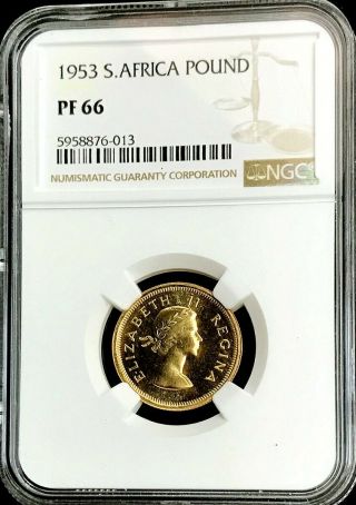 1953 Gold South Africa 1 Pound Coin Ngc Proof 66