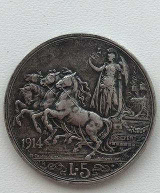 Italy 5 Lire 1914 Coin Weight 25.  0gr