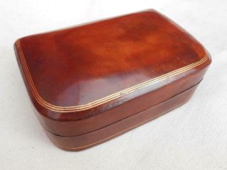 Lovely Old Conker Brown Vintage Leather Jewellery Jewelry Box Made In Italy