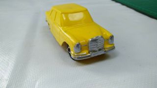 Vinatge 1960s Galanite Sweden Mercedes Benz 280 Se Yellow Rubber Vinyl Toy Car