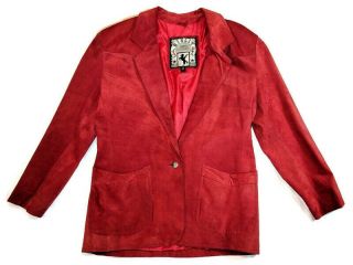 Winlit Western Red Suede Leather Jacket Womens Sz M Medium Rodeo Rockabilly Girl