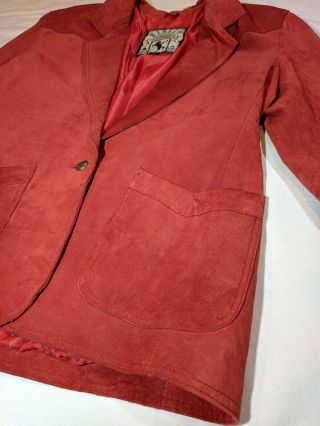 Winlit Western Red Suede Leather Jacket Womens Sz M Medium Rodeo Rockabilly Girl 3