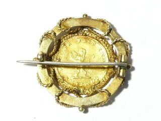 c1819 English East India Company 1/4 Mohur 17mm Gold Coin Mounted in Brooch 5