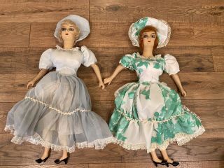 Vintage Boudoir Dolls,  Two Antique Bed Dolls,  26” Composition/cloth Doll