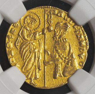 1354,  Doges Of Venice,  Andrea Dandolo.  Gold Zecchino Ducat Coin.  Ngc Ms - 62