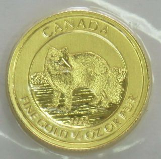 2014 Canada $10 Arctic Fox 1/4 Oz.  Gold Coin - Just As Received From