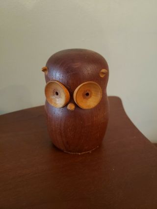 Scarce Laurids Lonborg Denmark Mid - 20th C Vint Carved/lathe - Turned Teak Wood Owl