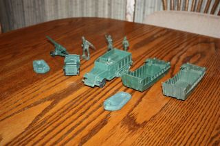Marx Army Battleground Forest Green Half - Track,  Landing Crafts,  Jeep,  Raft - MPC 2