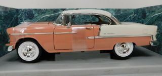 1/18 Ertl American Muscle 1955 Chevrolet Bel Air In Coral And White 7941