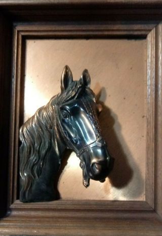Bronze/brass Horse Head Bust Statue Sculpture In Relief 3d - Vintage