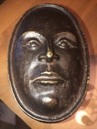 Vintage Scott Nelles Bronze Art Man Face Figure Box.  Signed And Dated