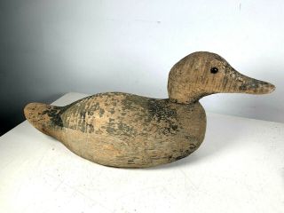 Vtg Hand Carved Old Wood Duck Decoy Hollow Lead Weight Primitive Antique