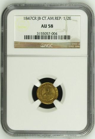 Costa Rica 1847 Cr Jb Central American Republic 1/2 Escudo Gold Ngc Au 58