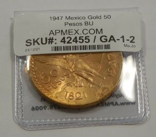 1947 Mexico 50 Pesos Gold Bu 1.  2057 Oz.  Gold