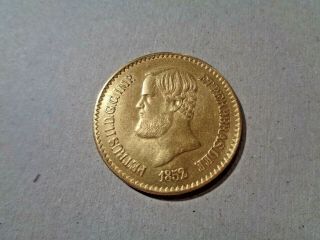Brazil 20000 Reis Gold 1852 Unc