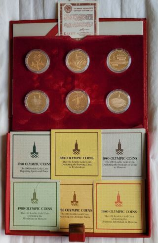 1980 Russia (ussr) Moscow Olympics Gold Set 3 Oz | Complete,  With All Documents