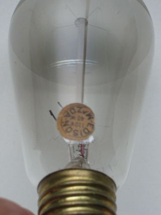 Antique Light Bulb Mazda Edison With Label Frosted Tip 4 "