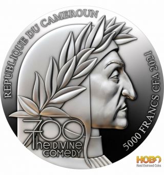 PARADISO The Divine Comedy 5 Oz Silver Coin 5000 Francs Cameroon 2021 2
