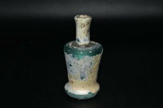 Stunning Ancient Antique Roman Glass Bottle With Stunning Iridescent Patina