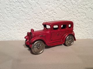 1920 - 30’s Ac Williams Die Cast Red Touring Car With Metal Wheels,  4 1/4” Long