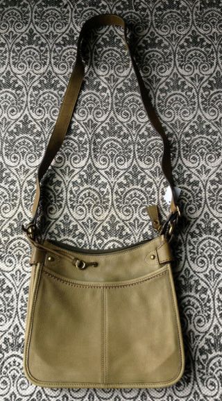 Fossil Green Leather Vintage Crossbody Purse