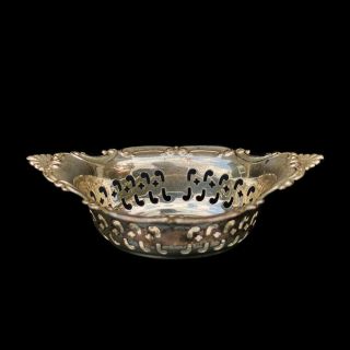 Vintage Gorham Sterling Silver Cromwell Pierced Motif Trinket Nut Dish Bowl