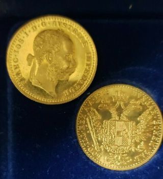 Set Of 2 Gold Austrian Ducat 1915 - 20 Mm - Franc Ios I D G Avstriae Imperato