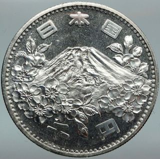1964 Japan Tokyo Summer Olympic Games Cherry Mt Fuji Pf Silver 1000y Coin I88273