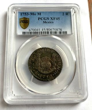 Mexico Silver 2 Reales 1753 Mo M Xf 45 Pcgs