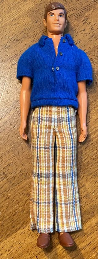 Mod Vintage 1972 Mattel Walk Lively Ken Barbie Doll 1184 W/ Outfit