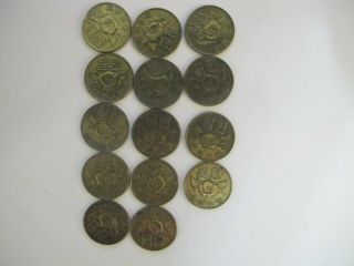 South Korea 1966 1 Won Coins (total Of 14)