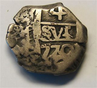 Spanish Silver 4 Real Cob - - - - Dated 1770 With Counter Stamp