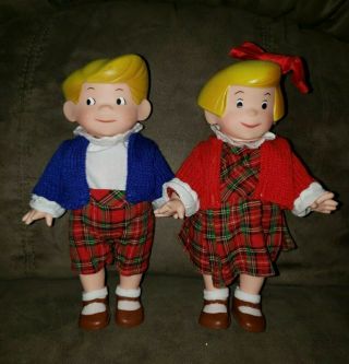 Vintage German? Boy And Girl Small Dolls.  Rubber Dolls