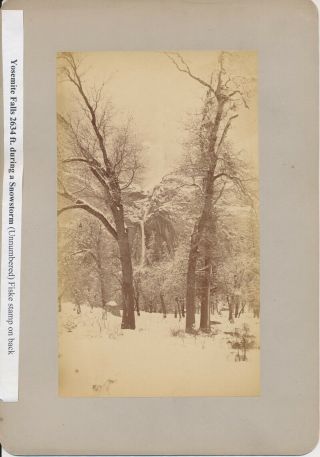 1880s Photo By George Fiske - Yosemite Falls 2634 Ft During Snowstorm
