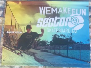 Sector 9 Skateboards 48 " X 36 " Store Display Banner - Rare Advertising