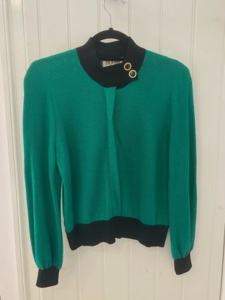 St.  John By Marie Gray Green Knit Pullover