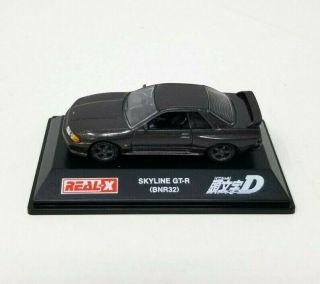 Real - X Initial D 1:72 Diecast Model Car Nissan Gt - R Skyline Bnr32 W/ Stand Euc