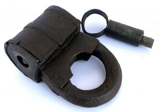 Collectible Vintage Antique Iron Old Lock With Key In Order.