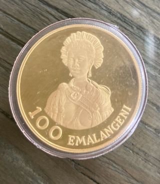 1975 Kingdom Of Swaziland Gold 100 Emalangeni Coin
