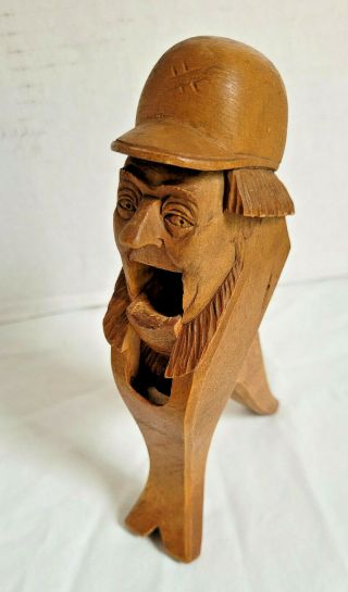 Antique Vintage Black Forest German Figural Wooden Hand Carved Gnome Nutcracker