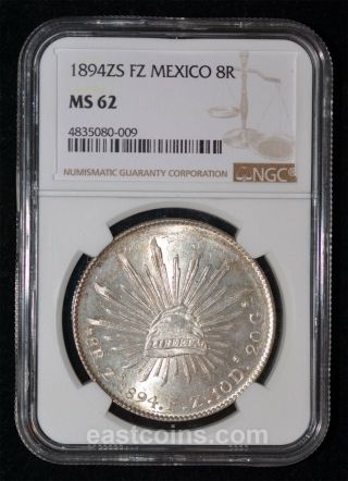 Ngc Ms62 1894 Zs Fz Mexico 8 Reales